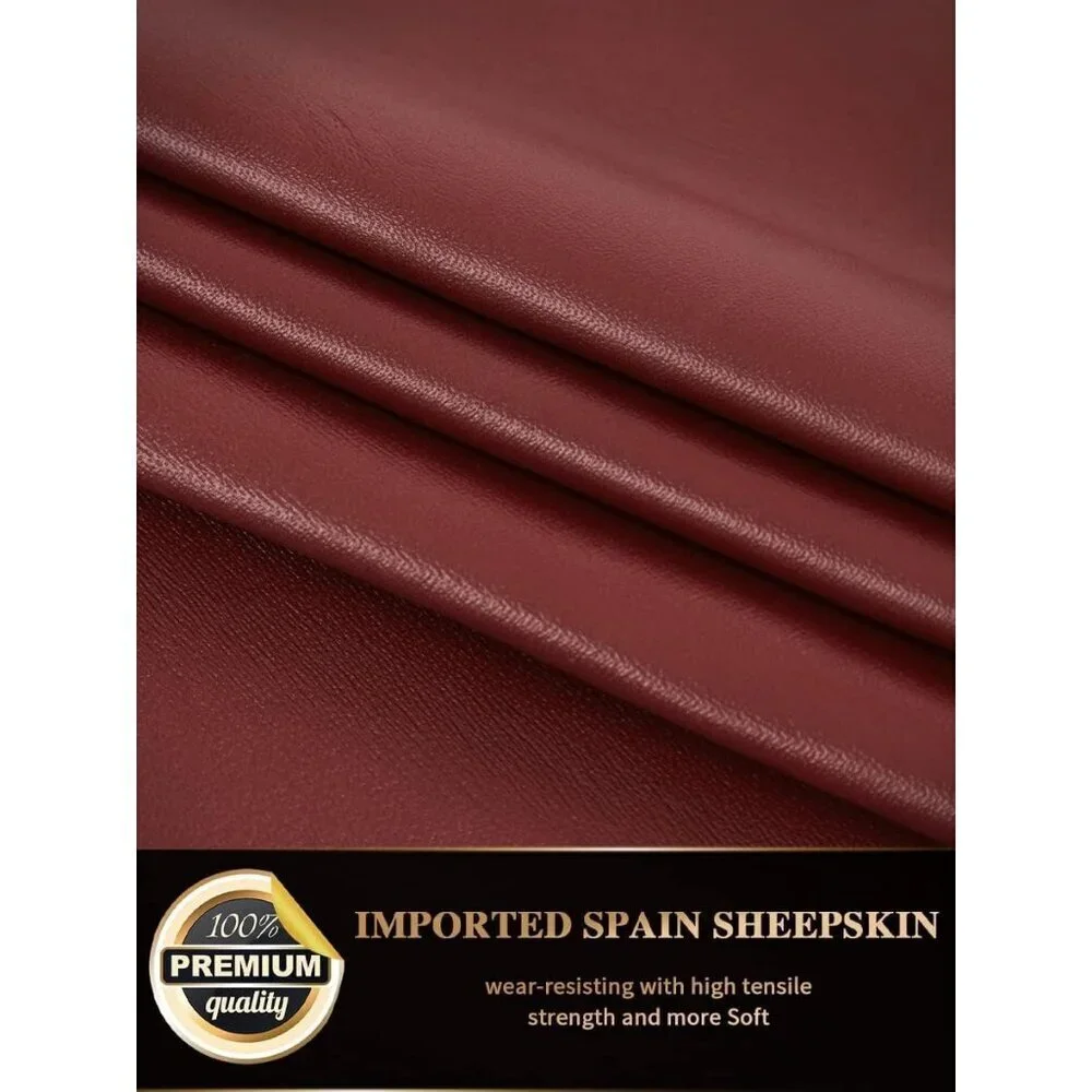 Women's Burgundy Fingerless Leather Driving Half Finger Gloves Halloween Design